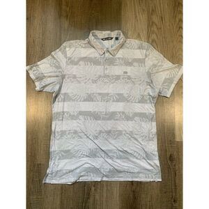 Travis Mathew Men's Xxl Grey Floral Palms All Over Print Golf Polo Wicking